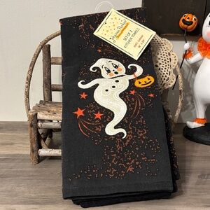 JOHANNA PARKER VINTAGE INSPIRED GHOST SET OF 3 Halloween Kitchen Towels NWT